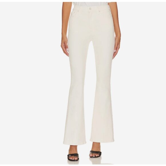 MOTHER The Weekender Stretch Flare Jeans High Rise Egg nog Play Date Sz 27 - Picture 1 of 16